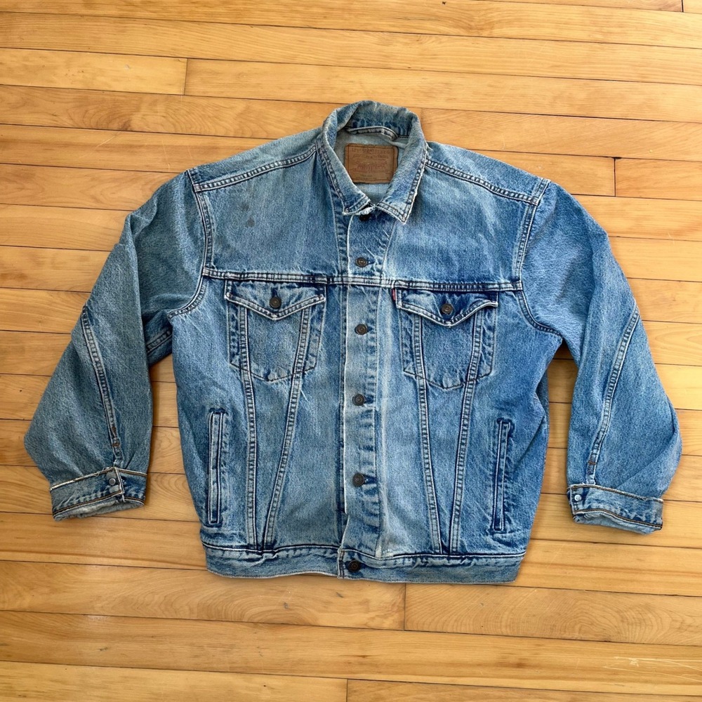 Vintage Levis 75525-0412 Denim Trucker Type 3 Jacket Medium Wash Blue Mens Med